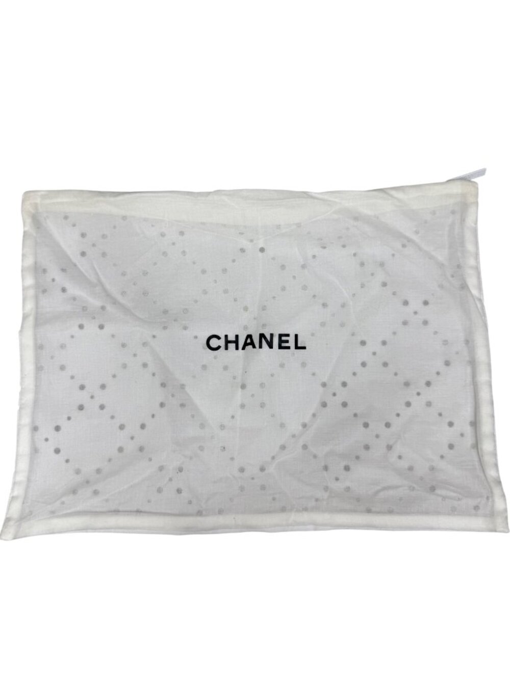 Authentic Chanel Cotton Dust Bag Zipper Garment Bag White 12x9 New Purse Clutch